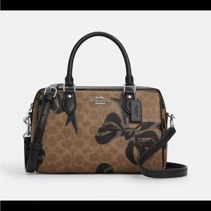 Coach Signature Brown and Black Floral Satchel